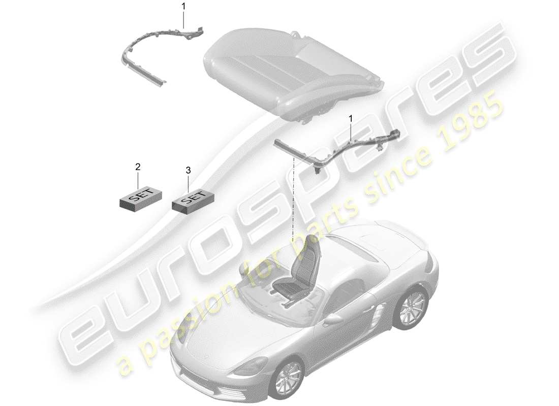 porsche 2019 (718 boxster) padding for seat part diagram