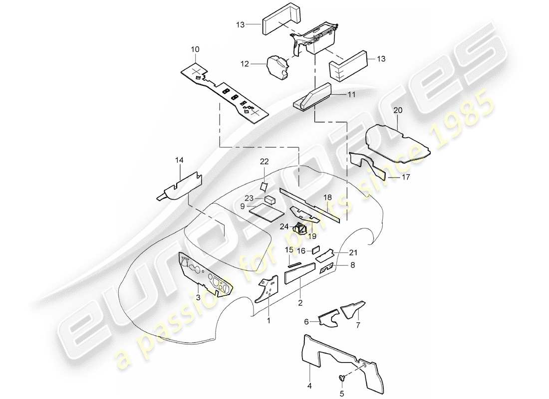 porsche 2011 (987 cayman) body shell part diagram