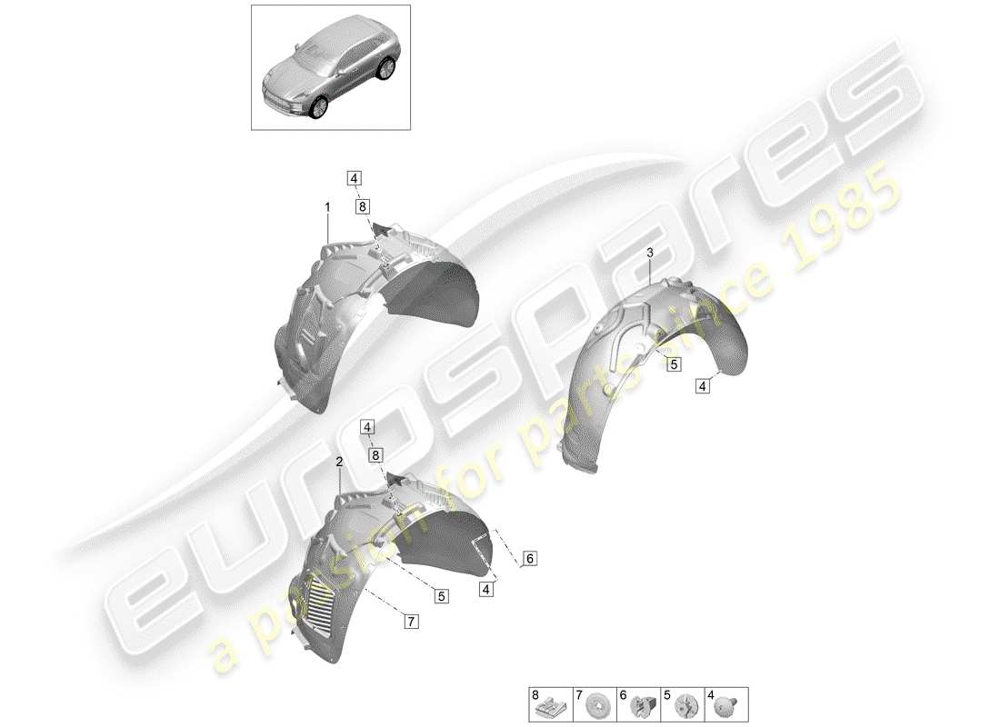 porsche 2019 (macan) wheelhouse protector part diagram