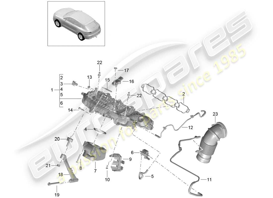 porsche 2017 (macan) intake manifold parts diagram