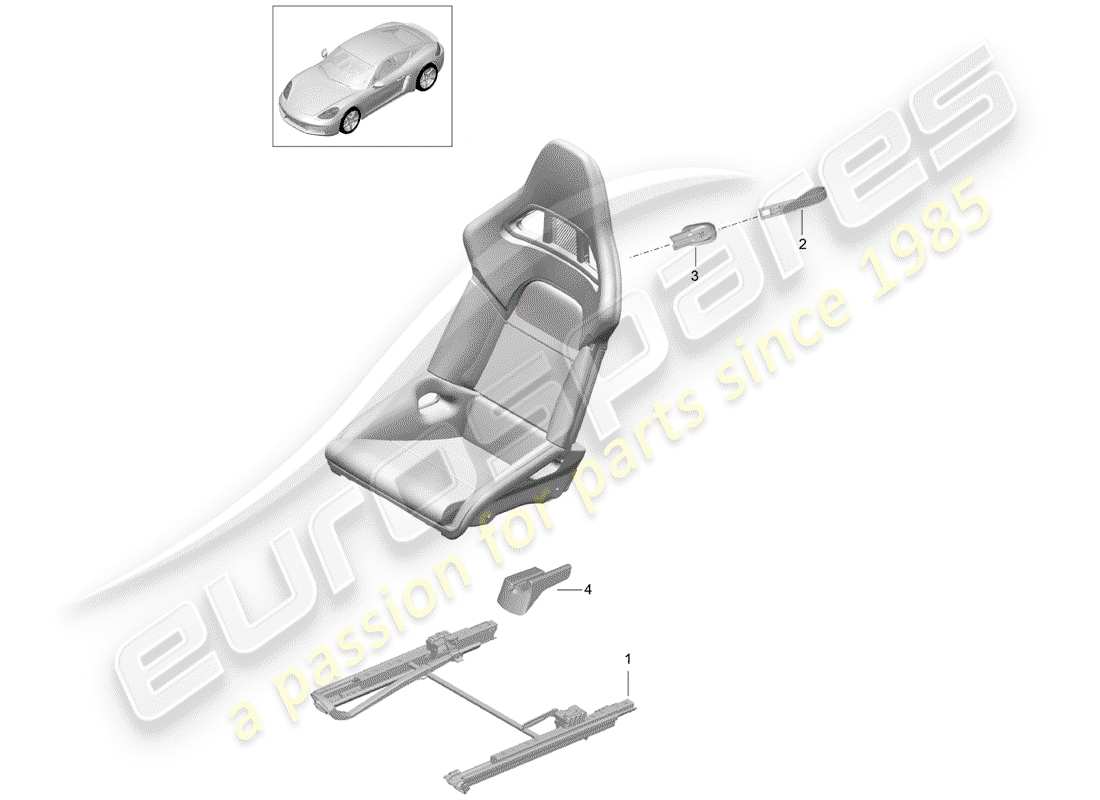 porsche 2017 (718 cayman) seat part diagram