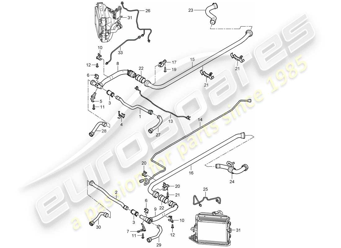 porsche 2009 (997-2 gt3) water cooling 2 part diagram