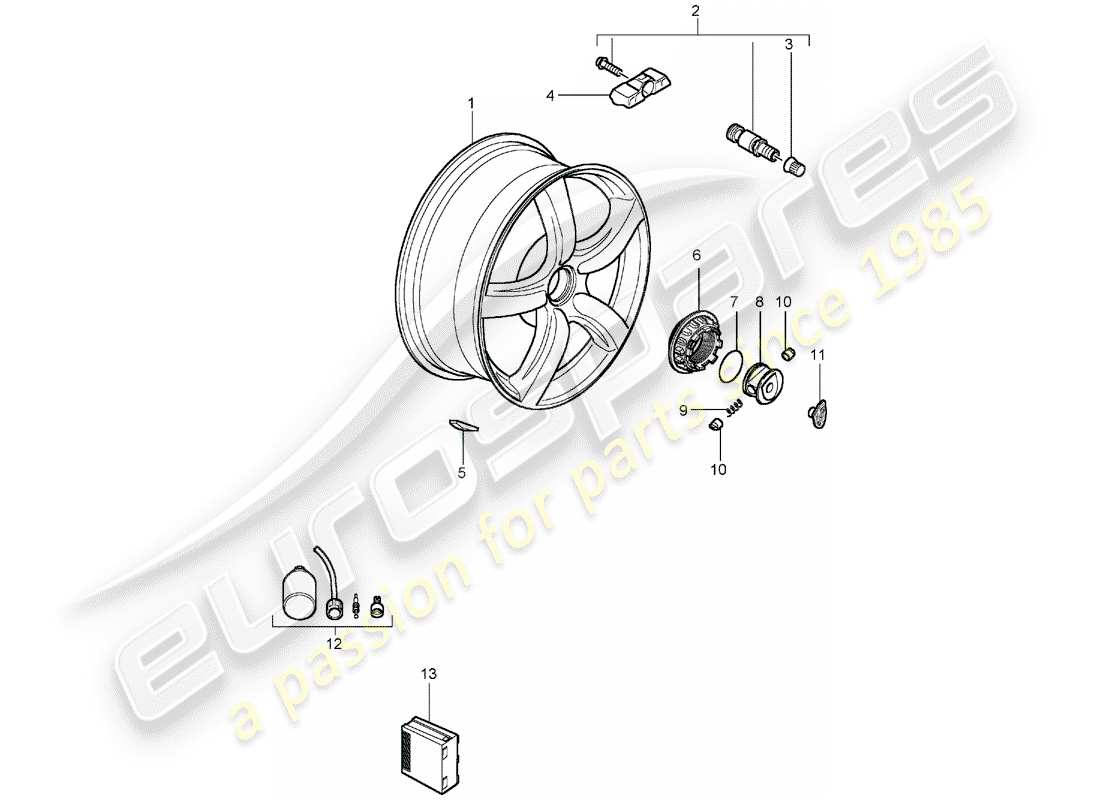 porsche carrera gt (2005) wheels part diagram