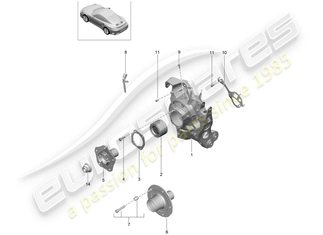 porsche 991 turbo (2014) rear axle part diagram
