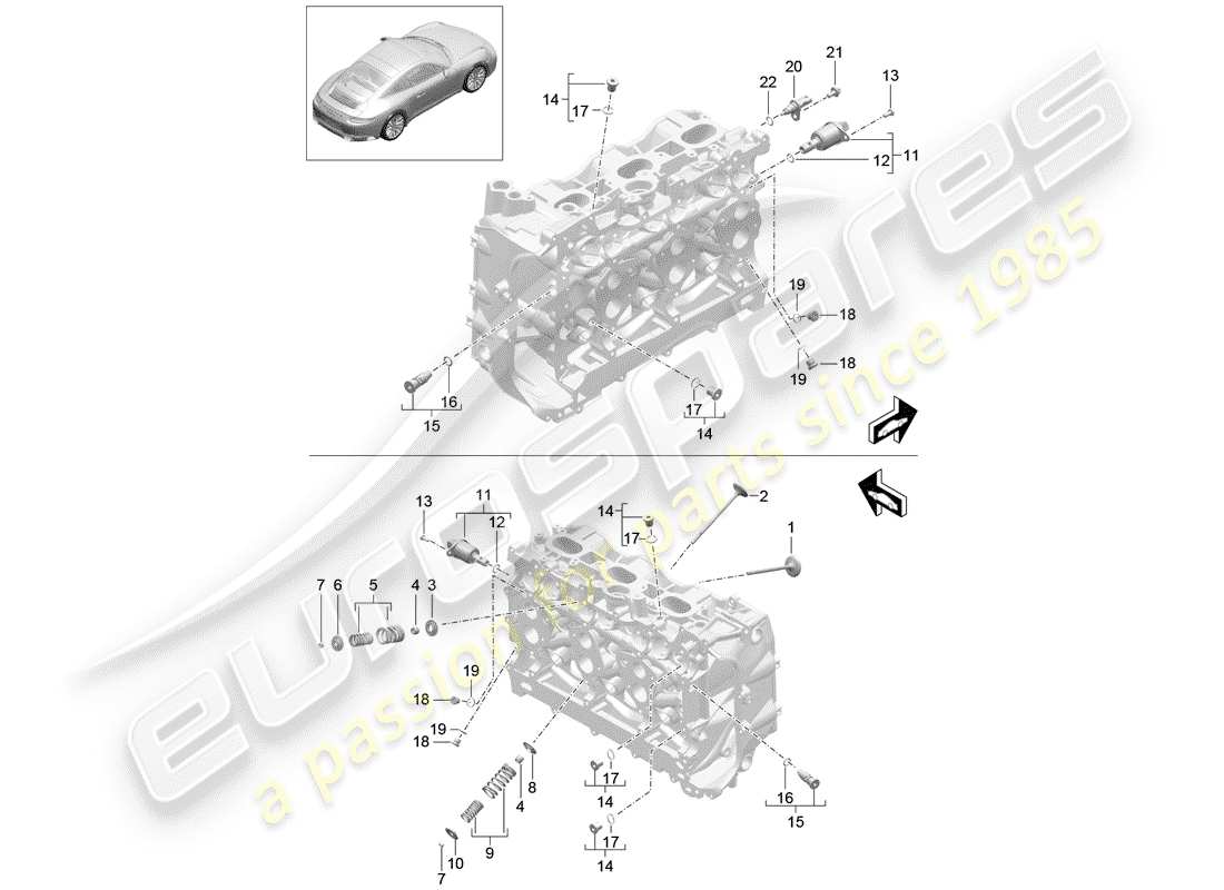 porsche 2018 (991-2) cylinder head parts diagram