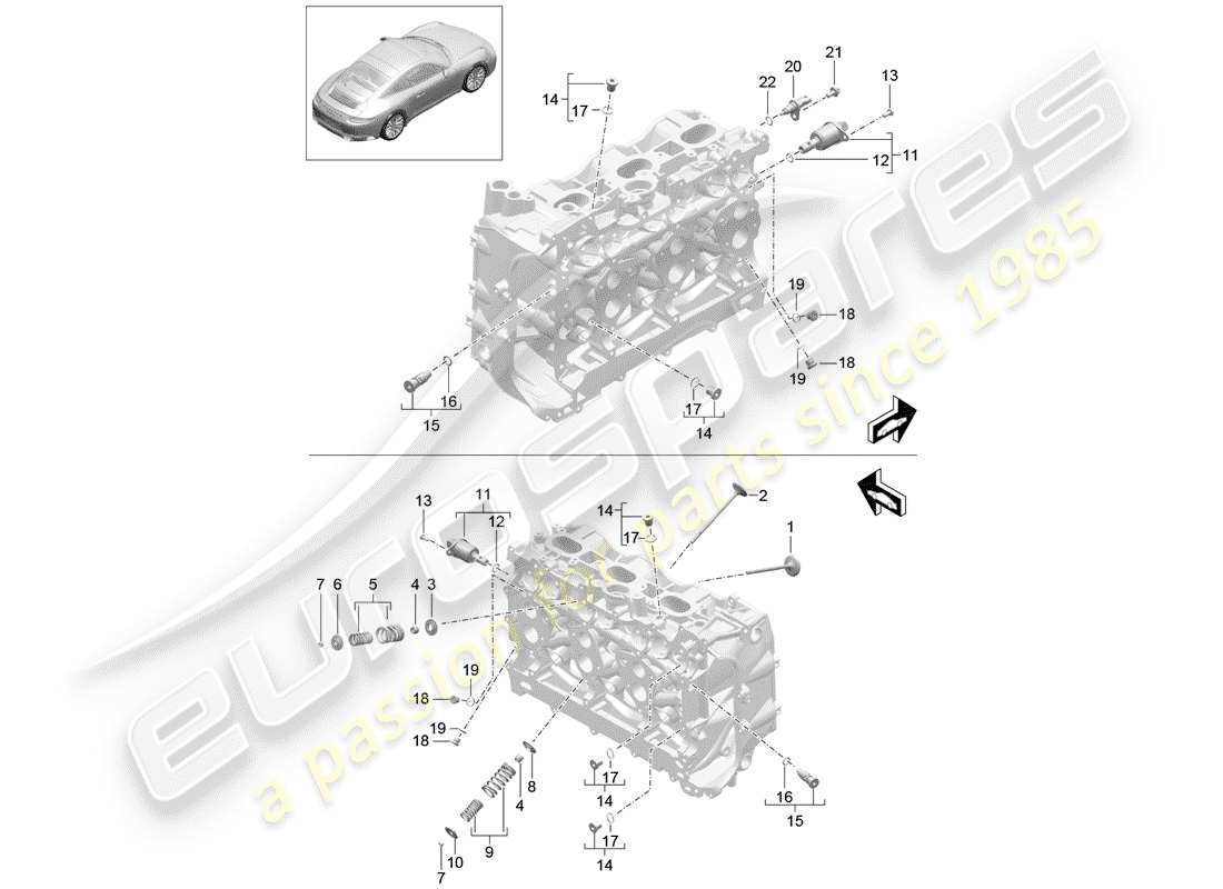 porsche 991 gen. 2 (2017) cylinder head parts diagram