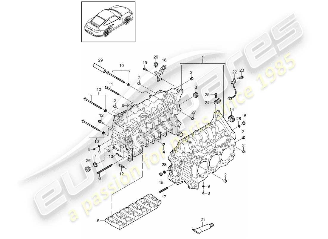porsche 911 t/gt2rs (2013) crankcase parts diagram