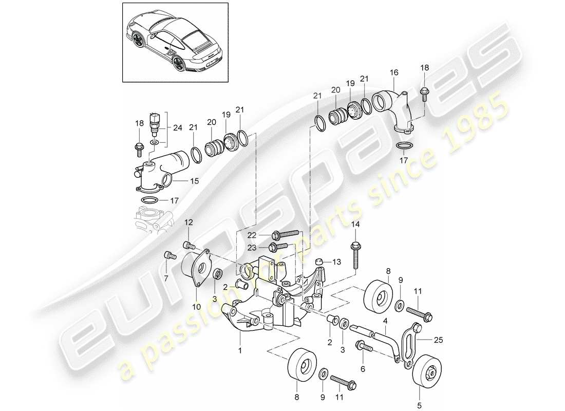 porsche 2013 (997-2 turbo / gt2 rs) belt tensioner parts diagram