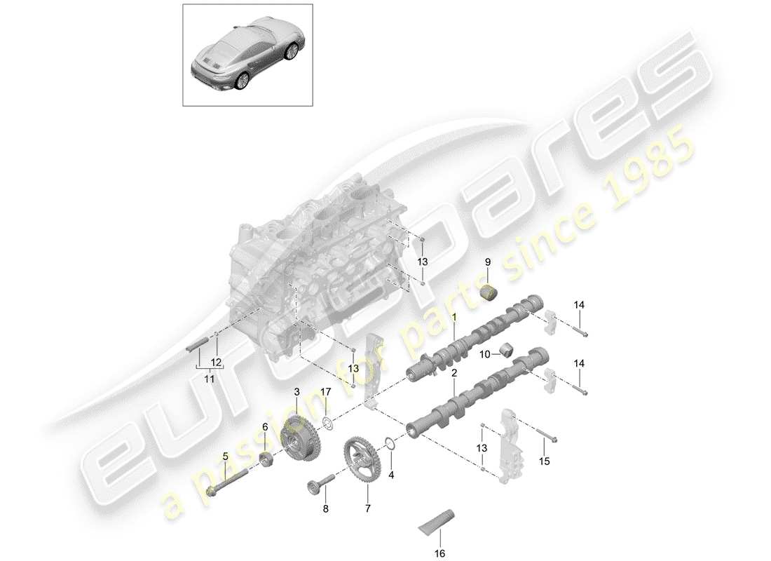 porsche 991 turbo (2015) camshaft parts diagram