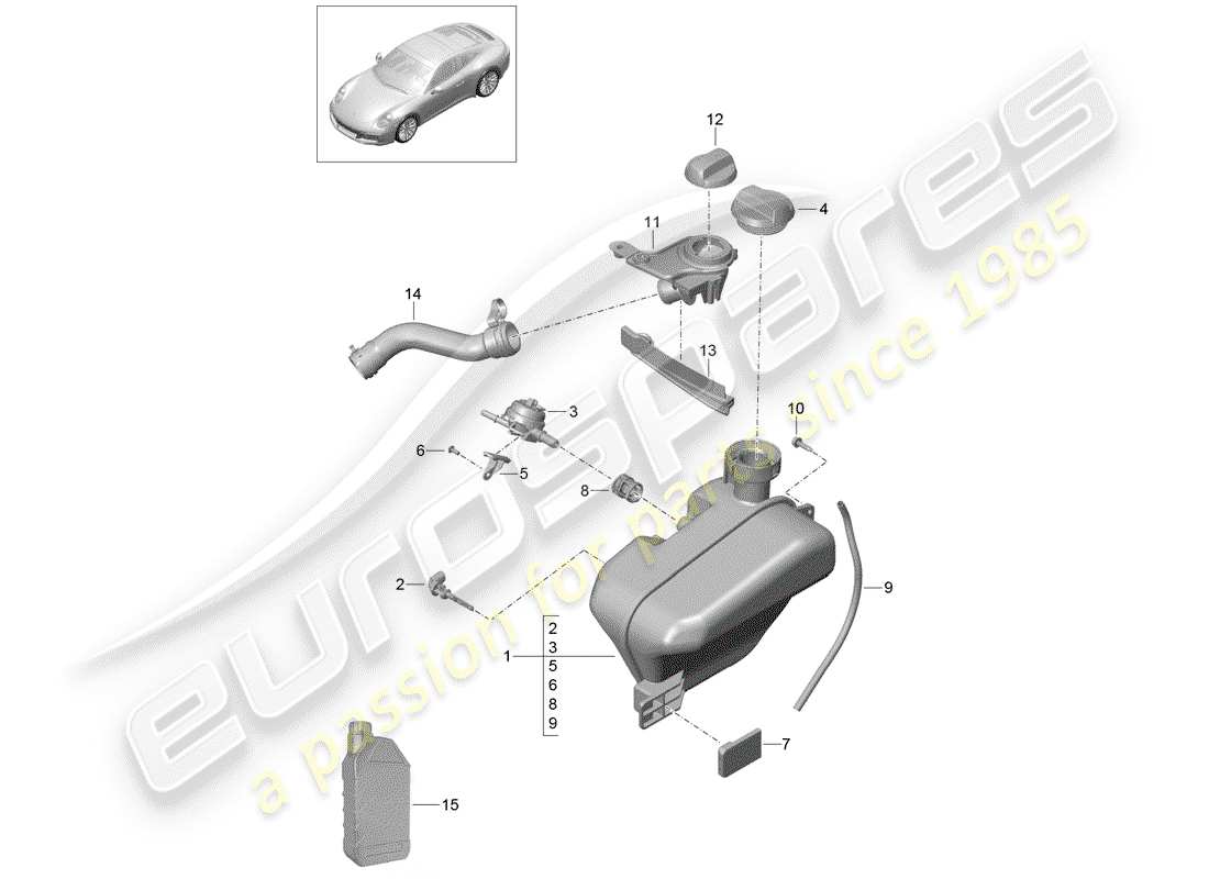 porsche 2018 (991-2) water cooling parts diagram