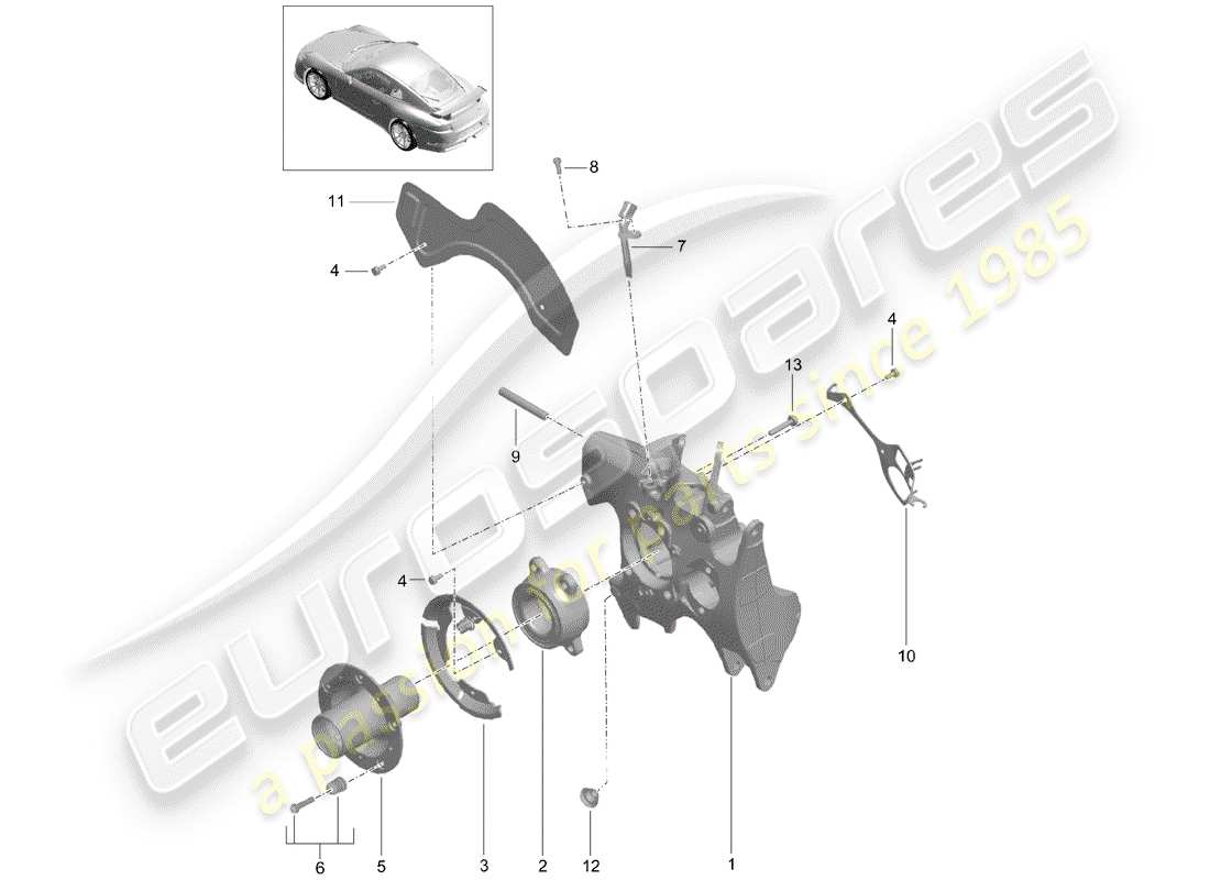 porsche 2014 (991-1 r/gt3/rs) rear axle part diagram