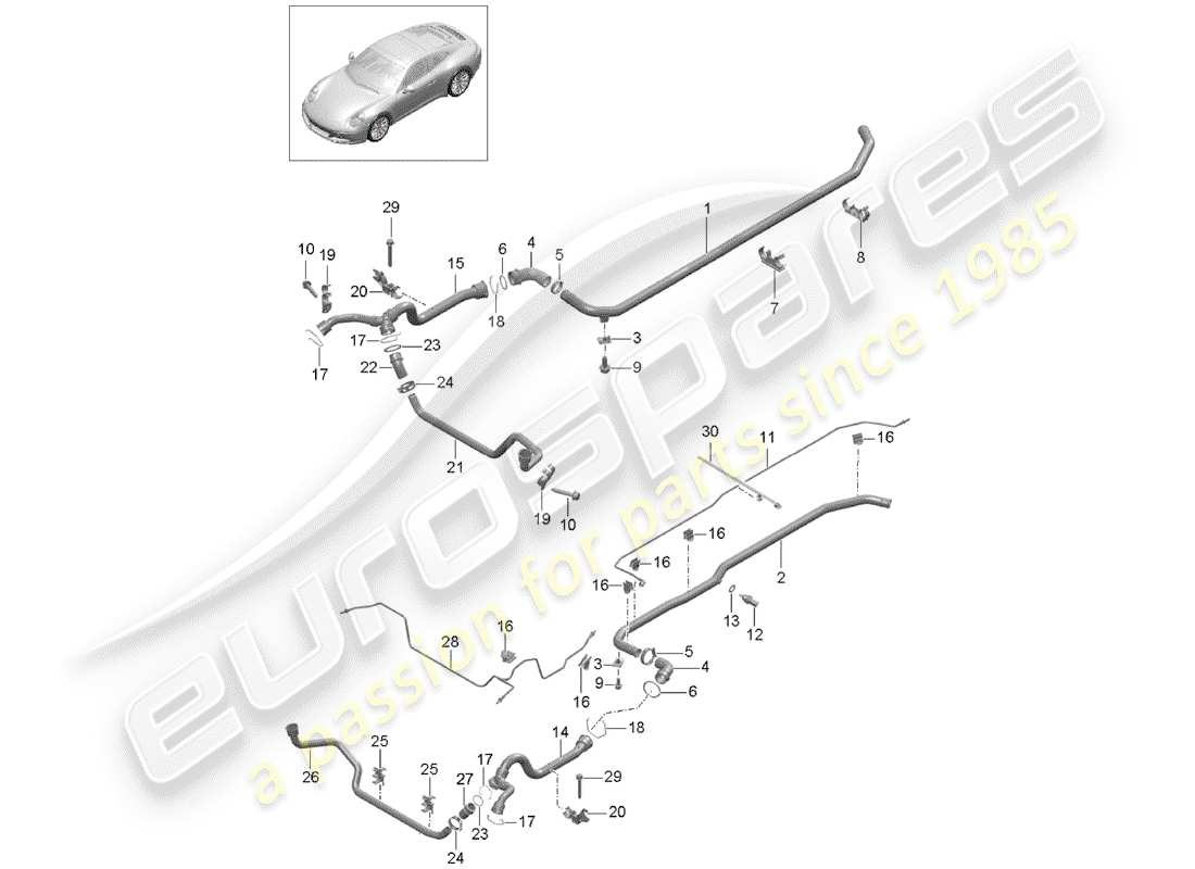 porsche 2019 (991-2) water cooling part diagram