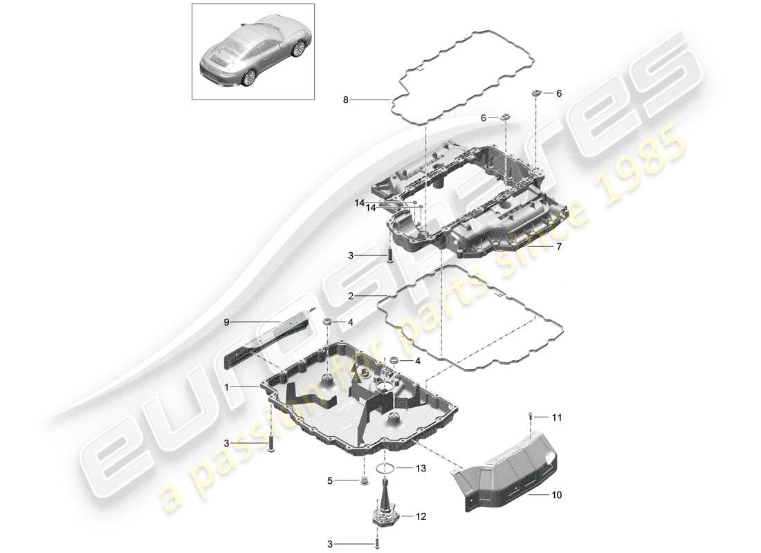 porsche 2018 (991-2) oil pan parts diagram