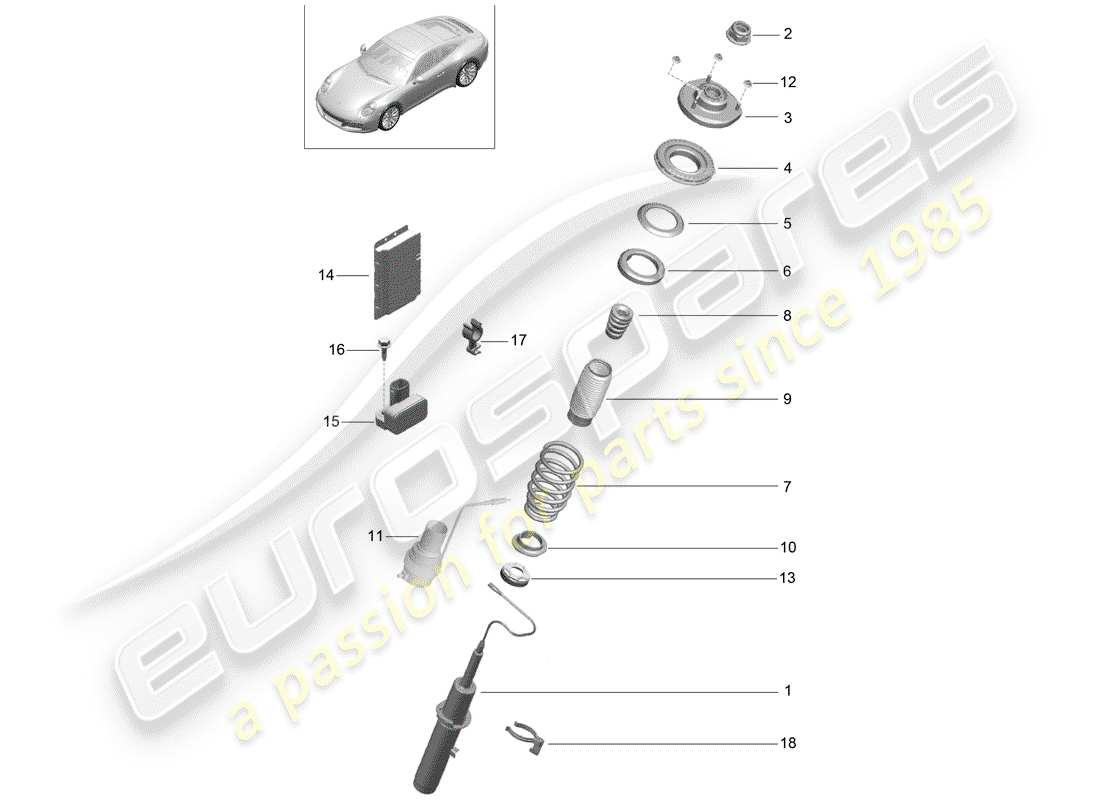 porsche 2018 (991-2) suspension part diagram