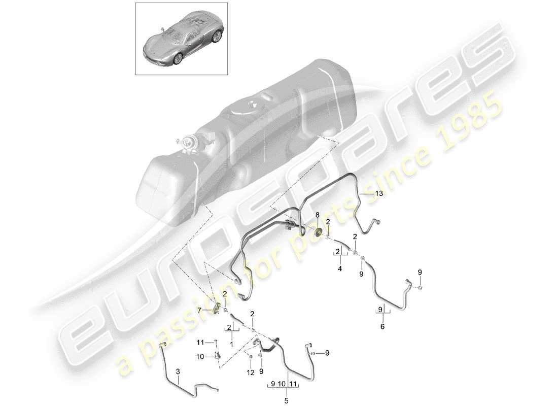 porsche 918 spyder (2015) fuel system part diagram