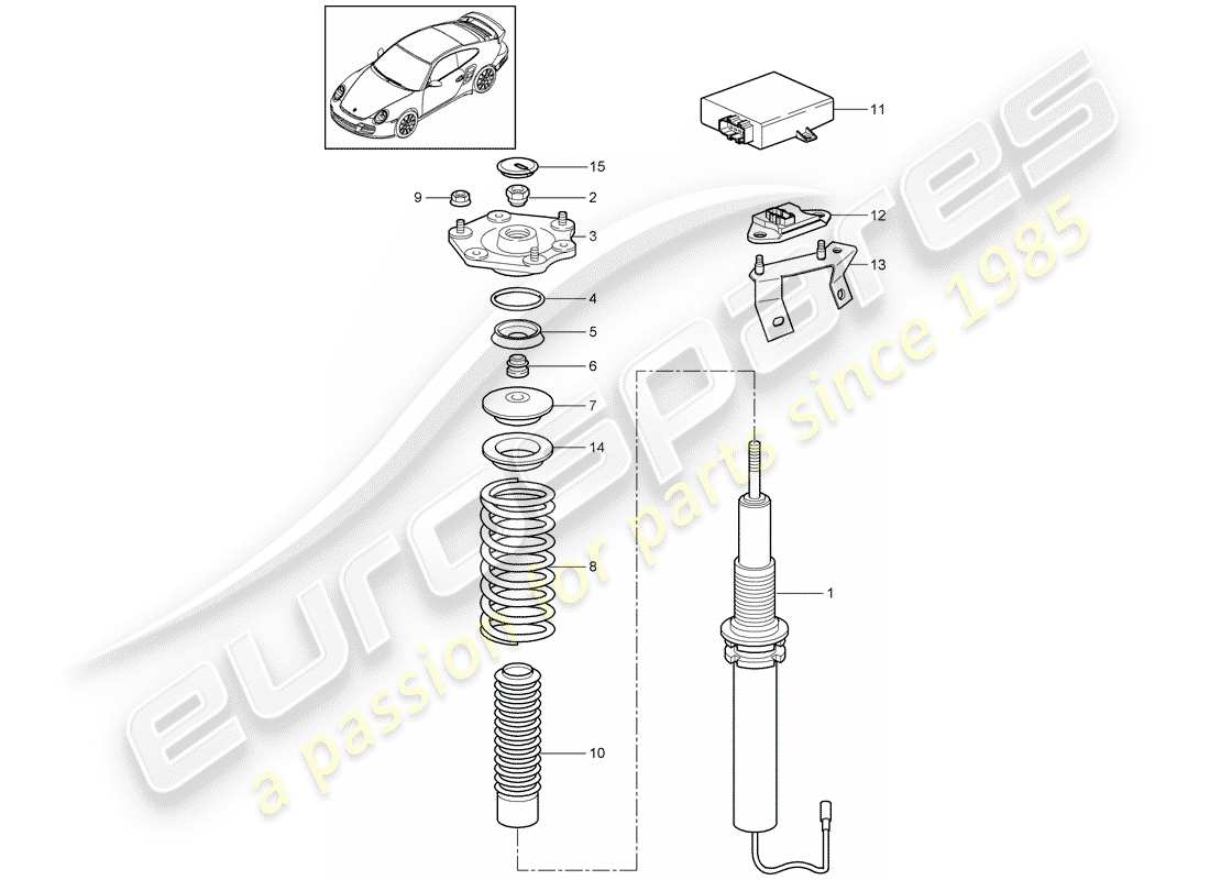 porsche 911 t/gt2rs (2011) suspension part diagram
