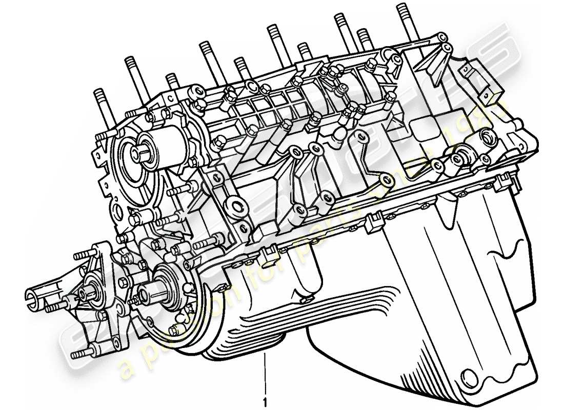 porsche 1986 (944) replacement engine - short engine - crankcase part diagram