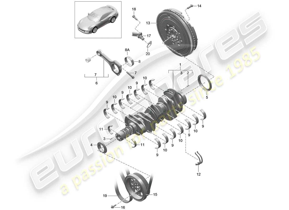 porsche 991 turbo (2014) crankshaft part diagram