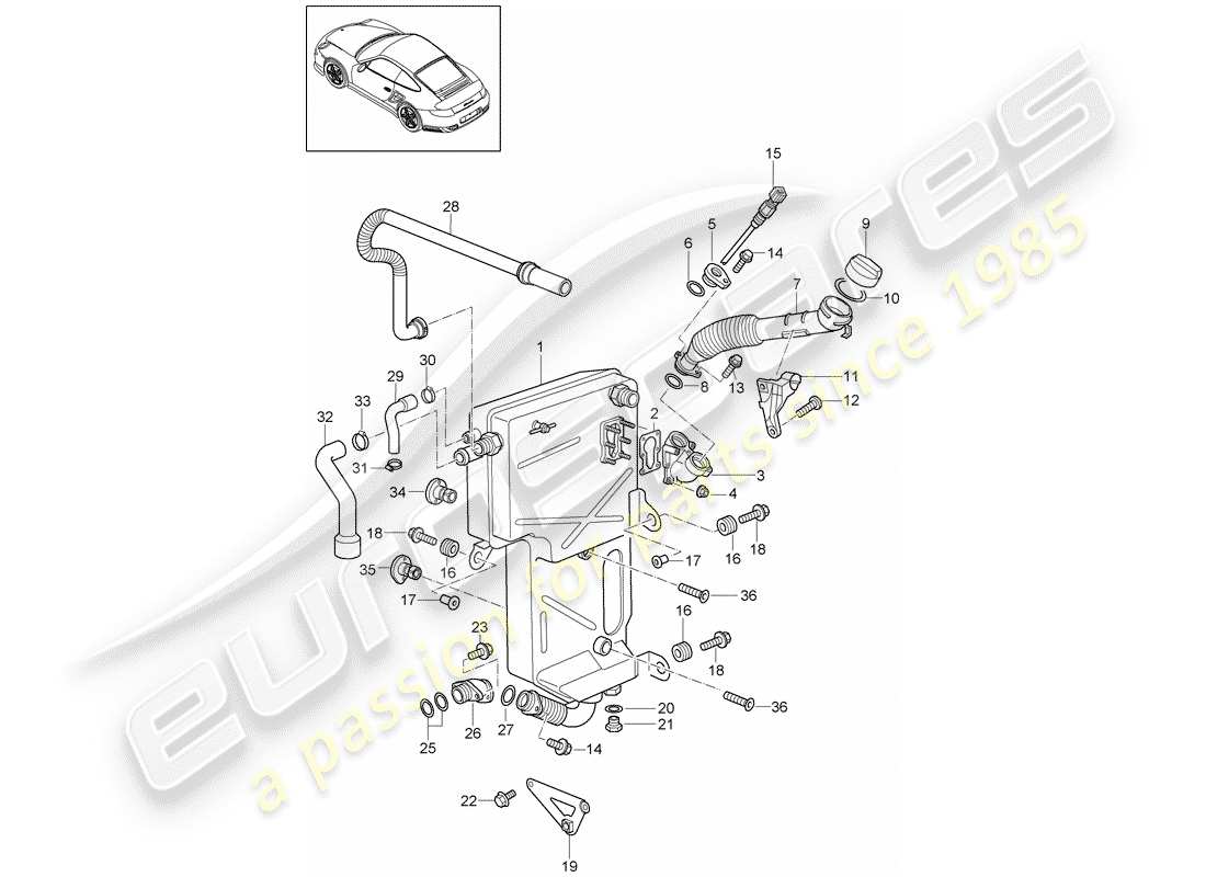 porsche 911 t/gt2rs (2011) engine lubrication part diagram