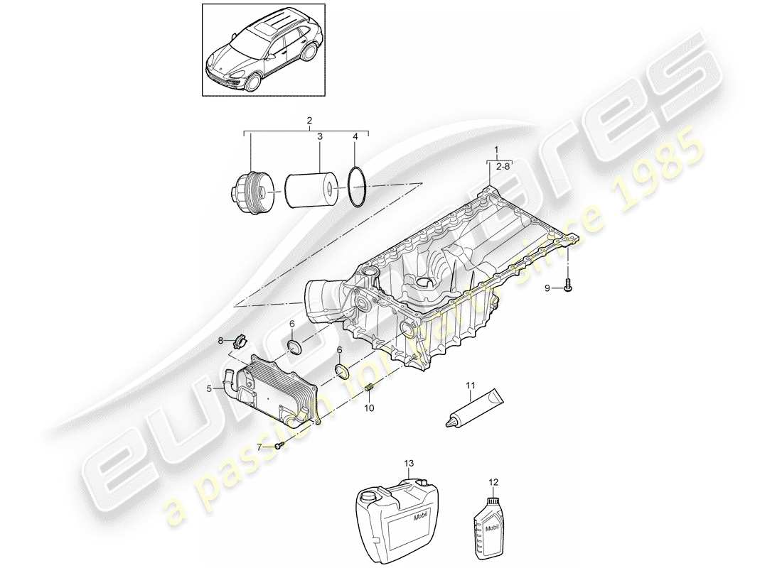 porsche 2012 (cayenne e2 92a) oil-conducting housing part diagram