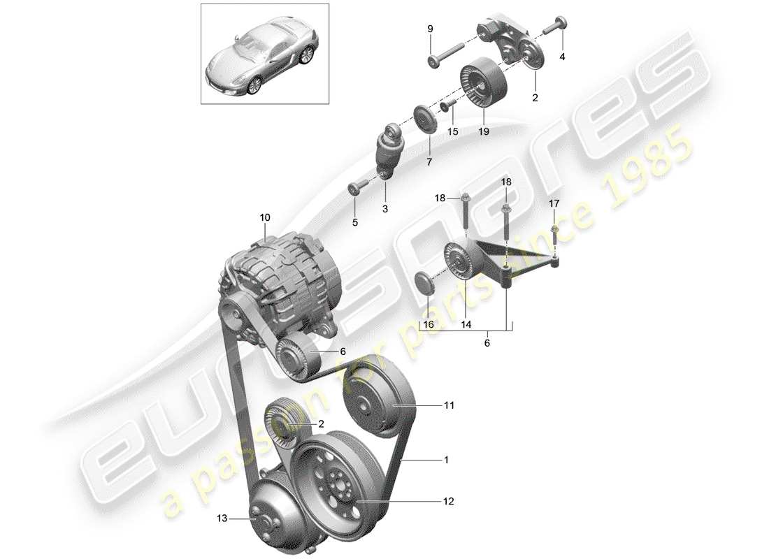 porsche 2013 (981 boxster) belt tensioner parts diagram
