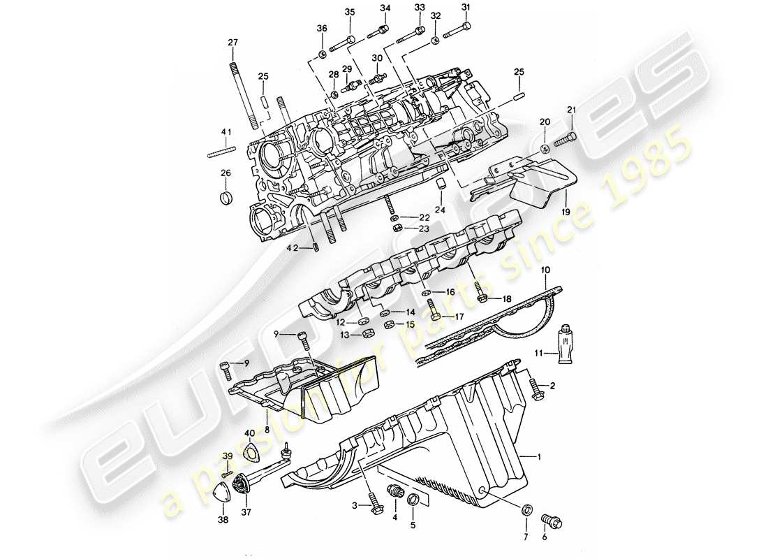porsche 1994 (968) crankcase - fasteners parts diagram