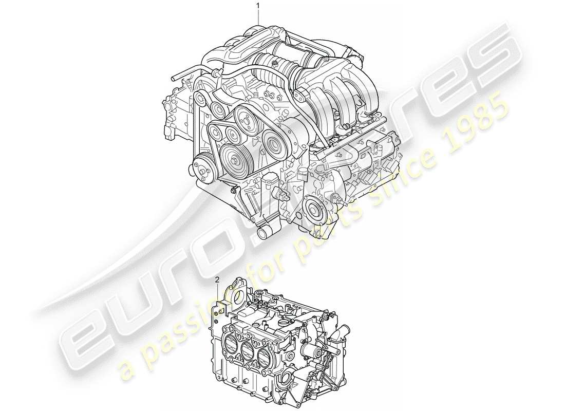porsche 2000 (996) replacement engine - without: - driving disk - tiptronic - without: - flywheel - manual gearbox - without: - compressor part diagram