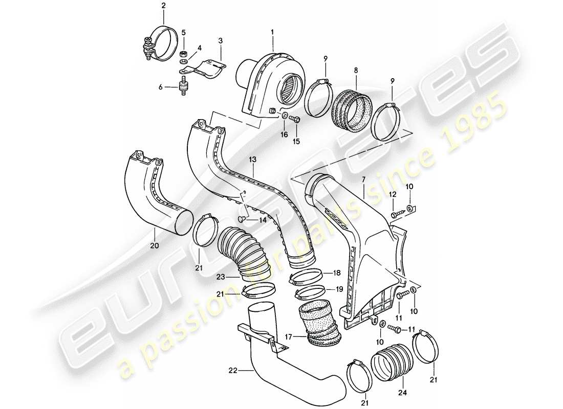 porsche 1984 (911) additional blower parts diagram