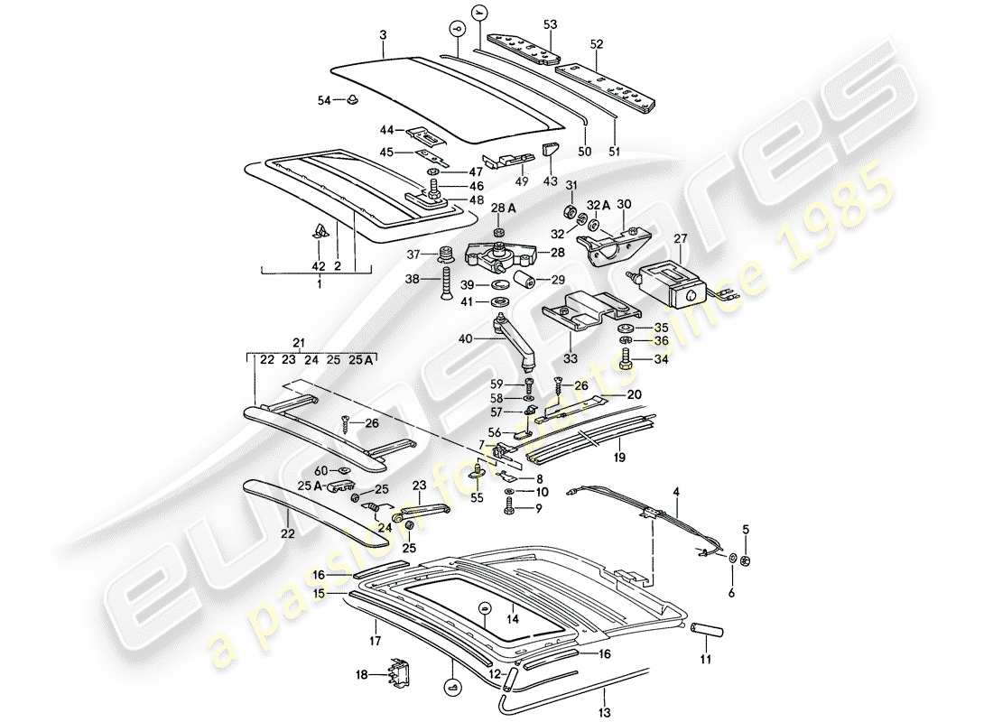 porsche 1984 (911) sunroof parts diagram