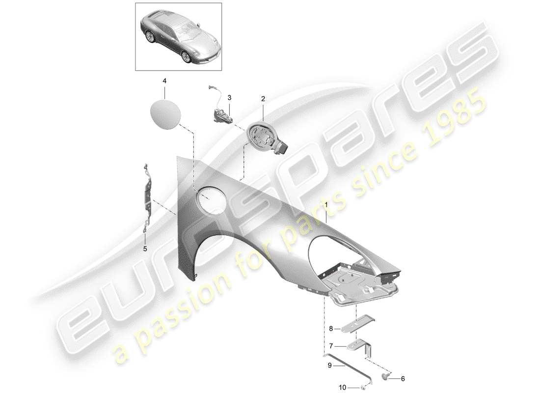porsche 2018 (991-2) fender parts diagram