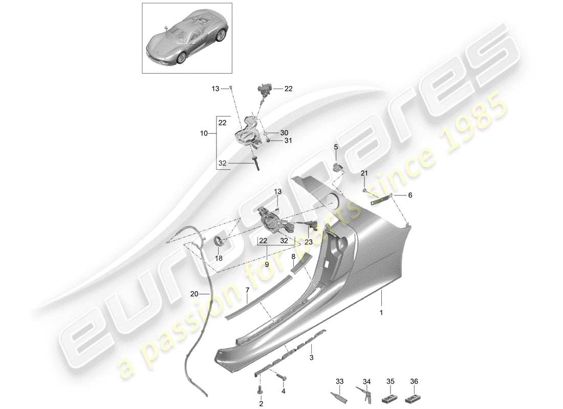 porsche 2015 (918 spyder) sill part diagram