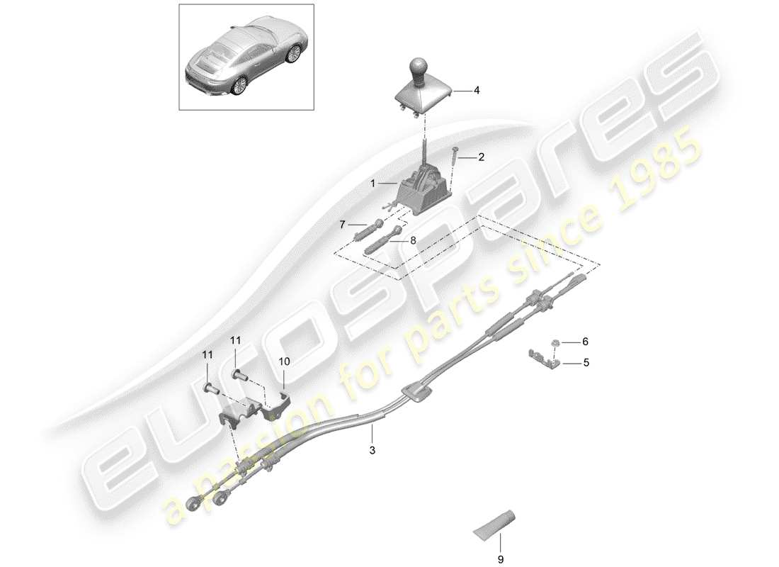 porsche 2020 (991-2) shift mechanism part diagram