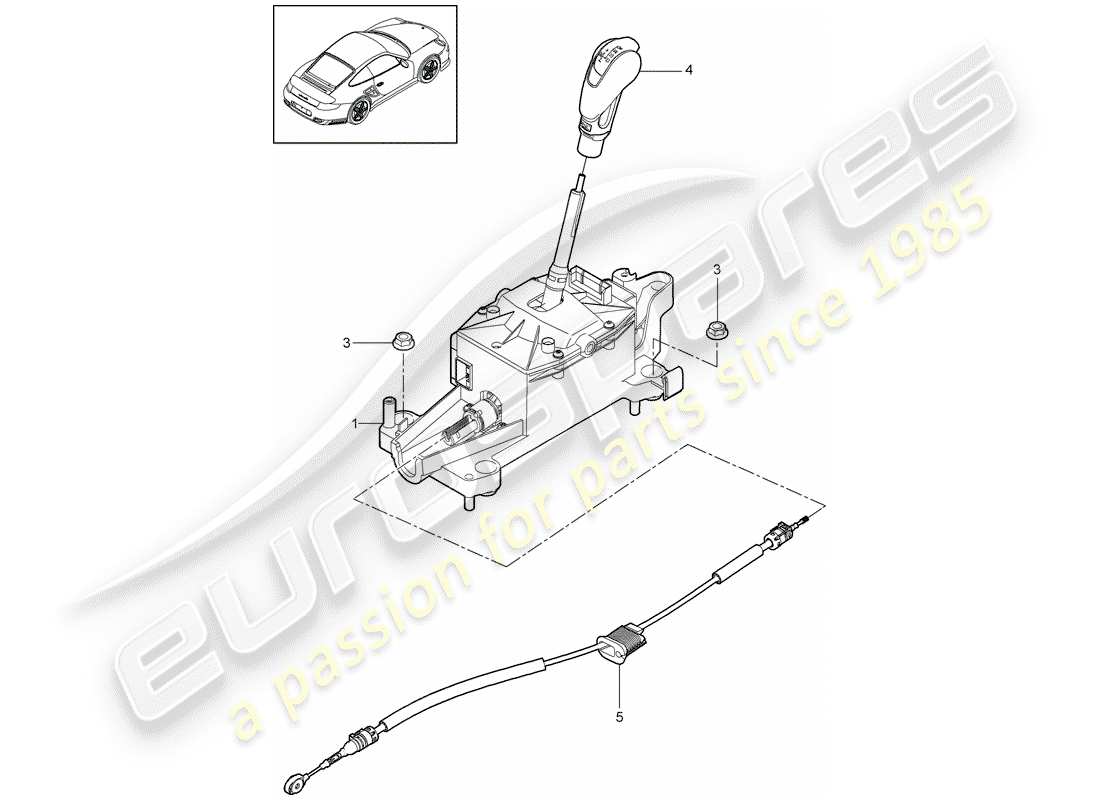 porsche 2013 (997-2 turbo / gt2 rs) selector lever parts diagram