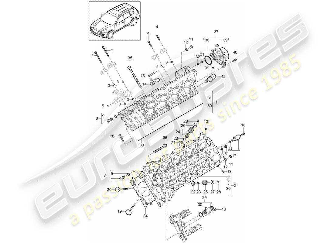 porsche 2012 (cayenne e2 92a) cylinder head part diagram