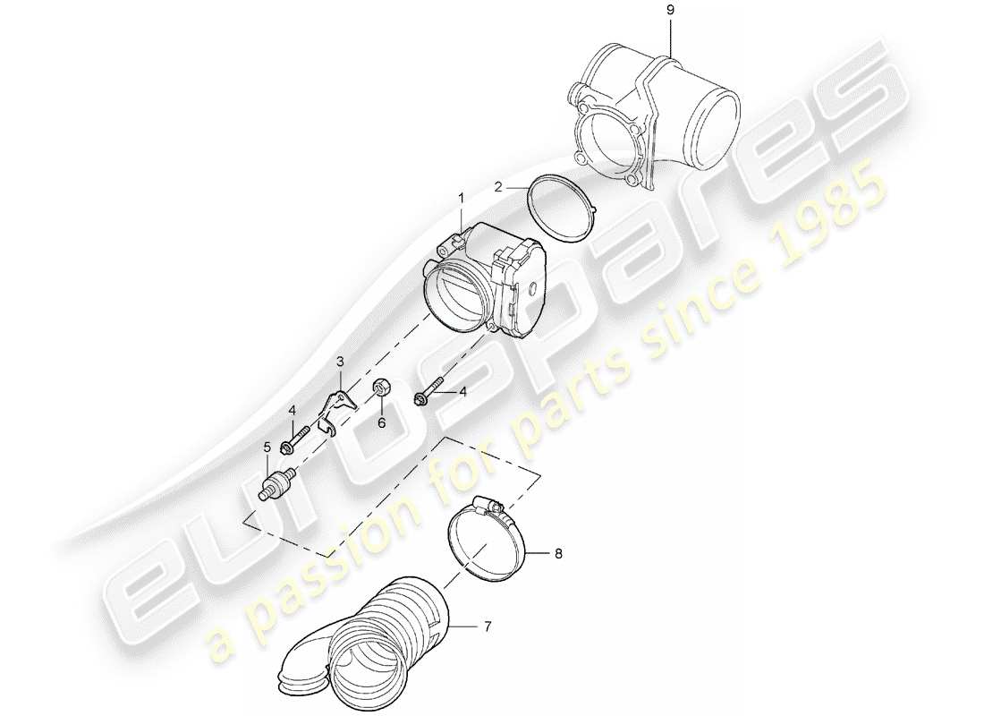porsche 2006 (997-1) throttle body parts diagram