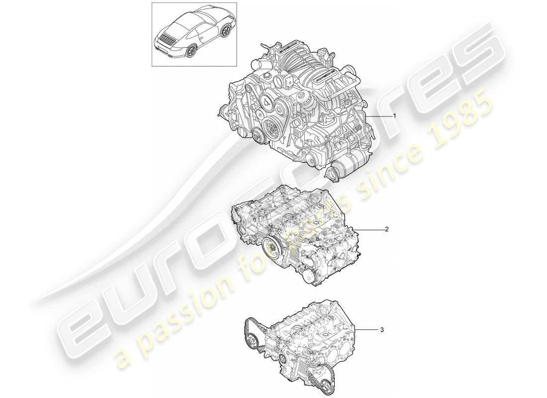 porsche 2012 (997-2) replacement engine parts diagram