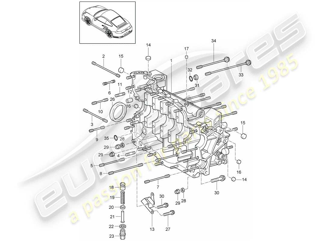 porsche 2013 (997-2 turbo / gt2 rs) crankcase parts diagram
