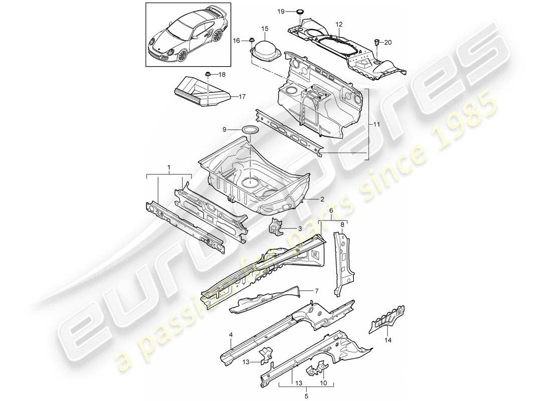 porsche 2013 (997-2 turbo / gt2 rs) front end parts diagram