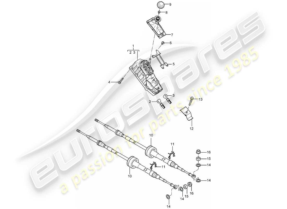 porsche 2005 (carrera gt) transmission control - manual gearbox part diagram
