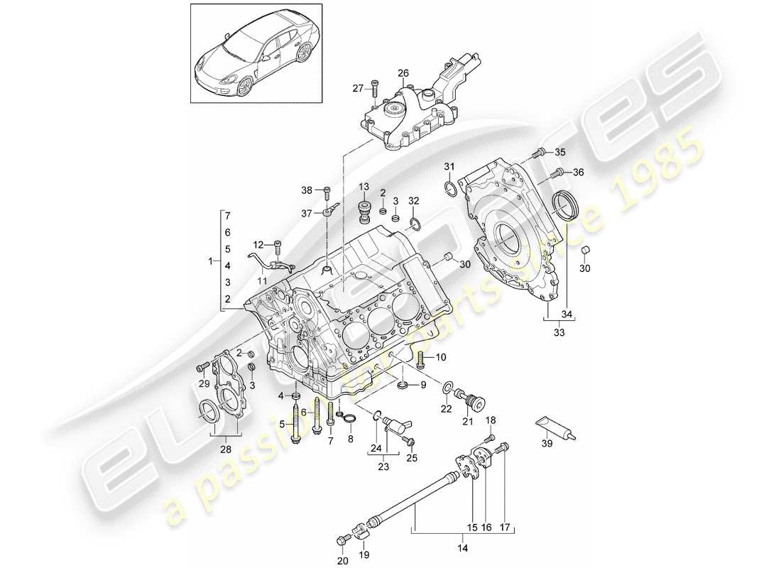 porsche panamera 970 (2015) crankcase parts diagram