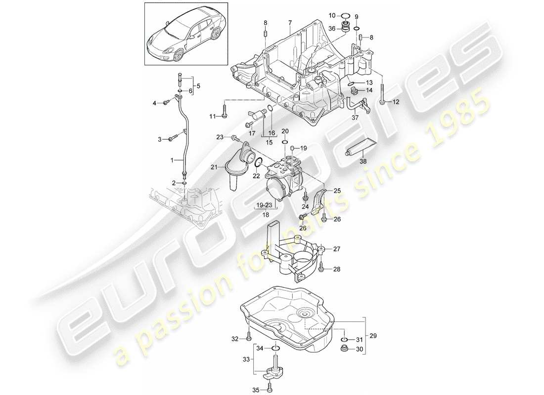porsche 2012 (panamera 970) oil-conducting housing part diagram