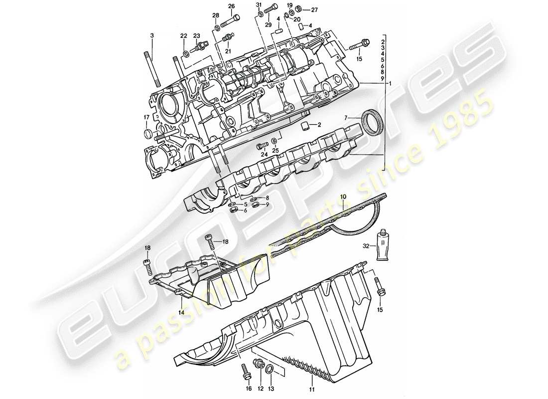 porsche 1982 (944) crankcase parts diagram