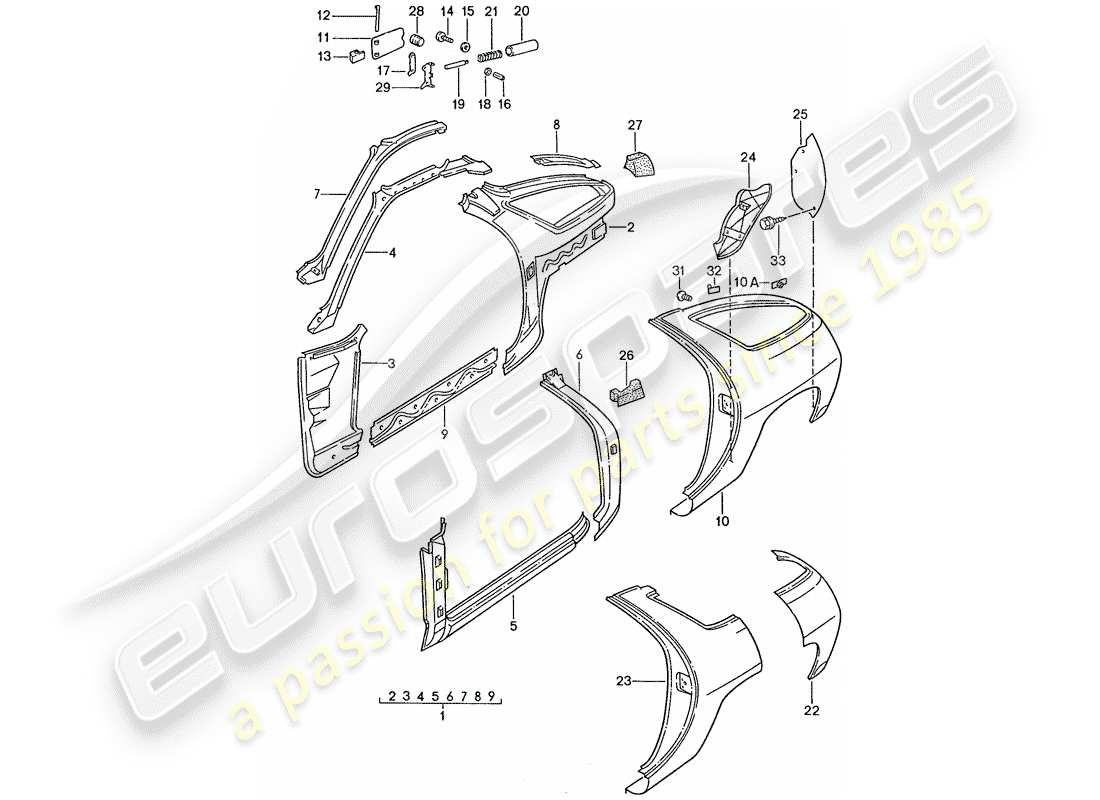 porsche 1989 (928) frame - side panel part diagram
