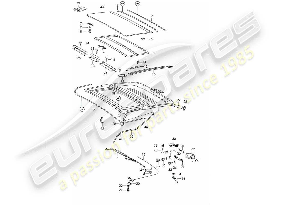 porsche 1965 (911/912) sunroof - electric part diagram