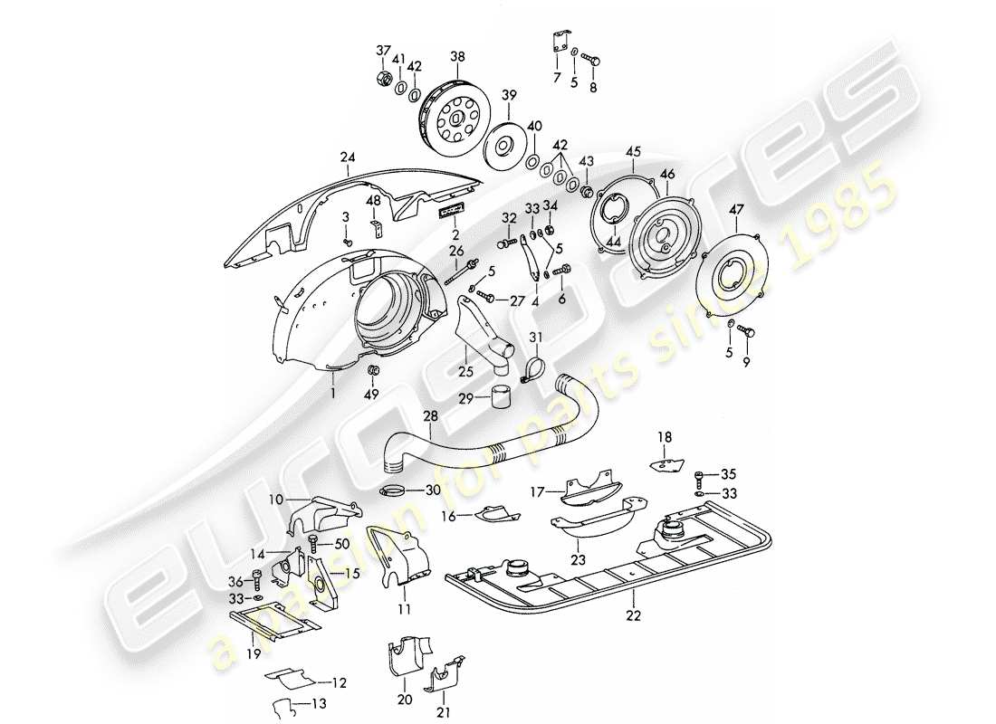 porsche 1968 (911/912) air cooling - air duct - and - engine cover - for - (s)(d) part diagram