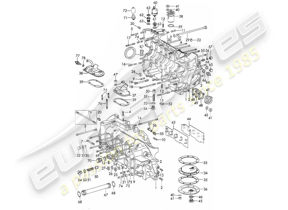 porsche 1968 (911/912) crankcase - repair set for maintenance - gasket set - see illustration: part diagram