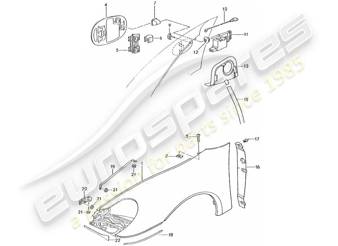 porsche 2002 (996 turbo / gt2) fender parts diagram