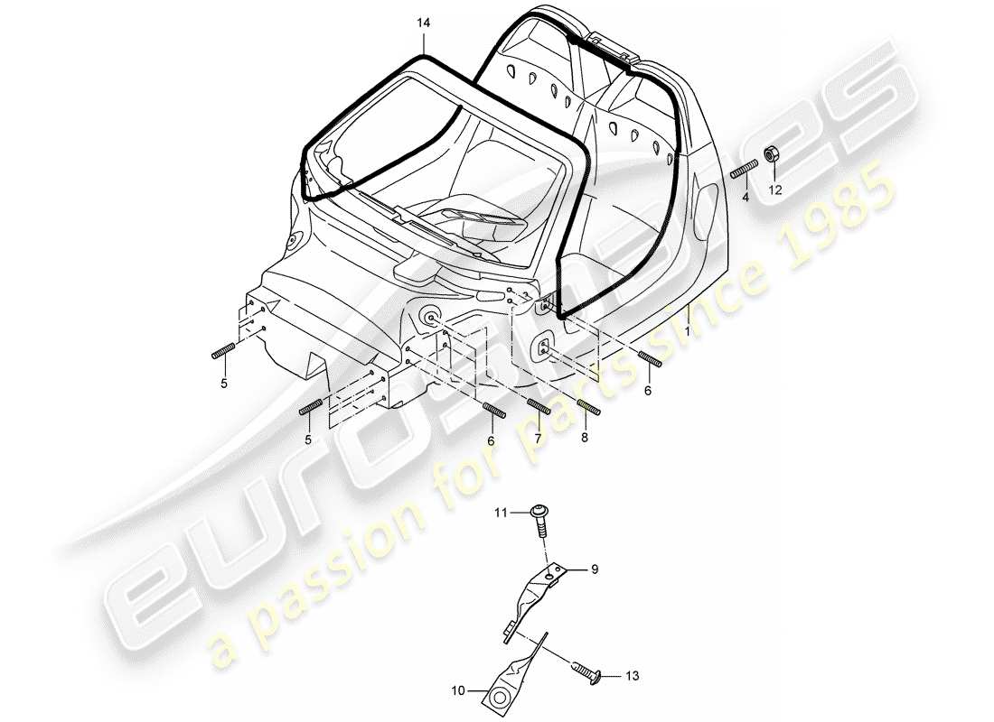 porsche 2005 (carrera gt) monocoque parts diagram