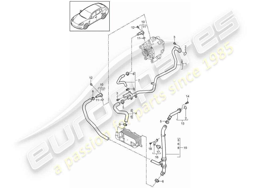 porsche 2012 (panamera 970) water cooling part diagram