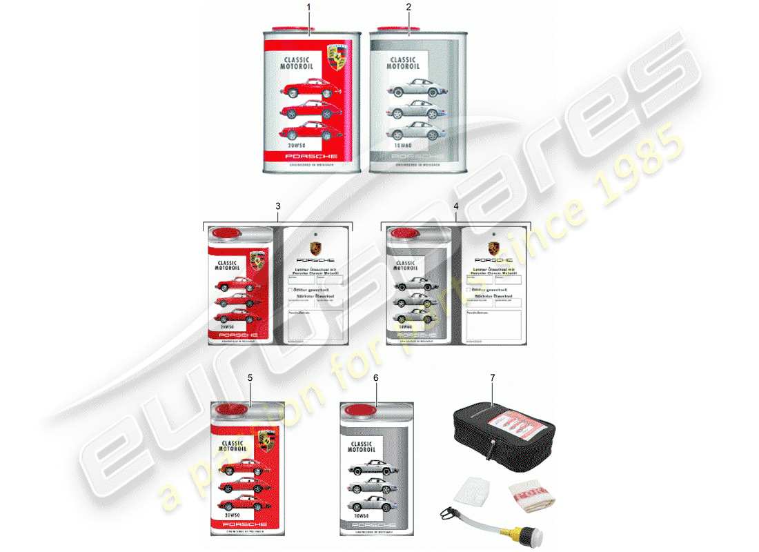 porsche classic accessories (2002) engine oil - porsche classic - 1950-1998 part diagram